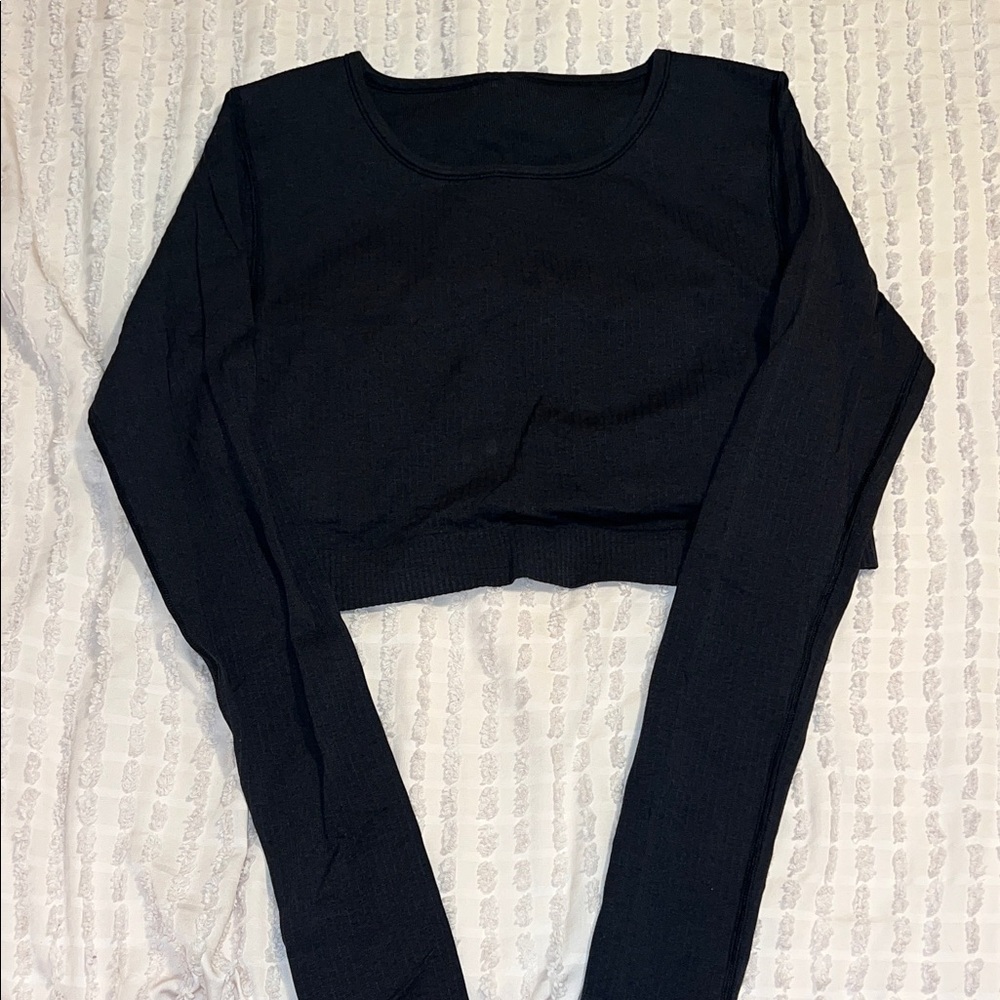 lululemon athletica Ribbed Black Crop Top